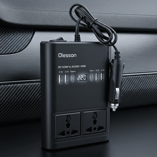 Inversor De Voltaje 12v A 220v 150w Olesson - 4 USB + 2 Tipo C