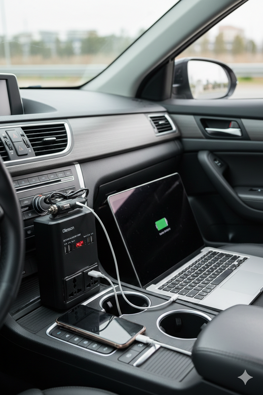 Inversor De Voltaje 12v A 220v 150w Olesson - 4 USB + 2 Tipo C