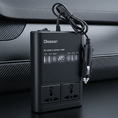 Inversor De Voltaje 12v A 220v 150w Olesson - 4 USB + 2 Tipo C