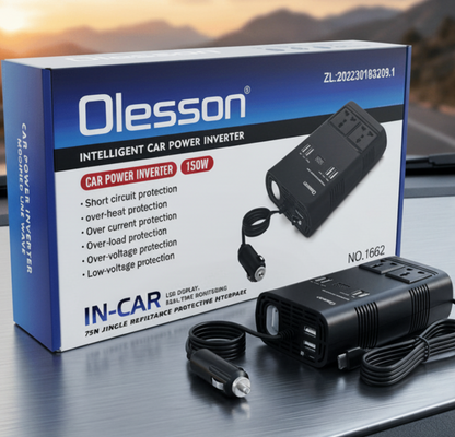 Inversor De Voltaje 12v A 220v 150w Olesson - 4 USB + 2 Tipo C