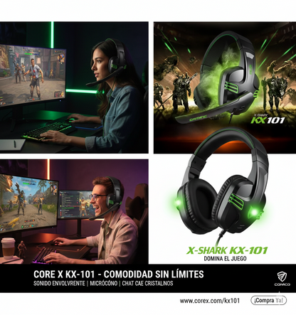 Audífonos Gamer Core X KX-101 con Micrófono | Calidad y Confort