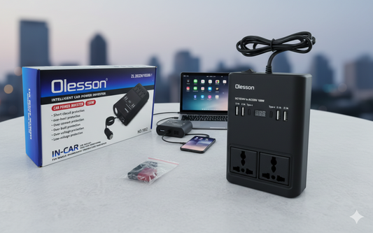 Inversor De Voltaje 12v A 220v 150w Olesson - 4 USB + 2 Tipo C